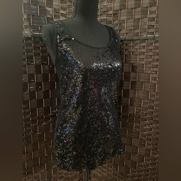 Women’s Old Navy Sequined Black Tank Top - Size Large -NWT - Picture 2 of 5